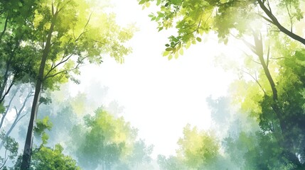 Clean Air Month Sunlit canopy of lush green forest trees in summer