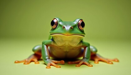 Naklejka premium European tree frog, Hyla arborea isolated on solid colour background. photo.