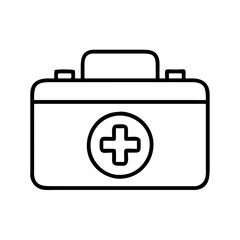 First aid kit medical emergency box vector outline icon healthcare equipment safety first aid kit symbol 100 character