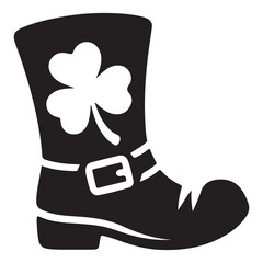 Leprechaun Boot Silhouette Decorated With Shamrock For Saint Patrick's