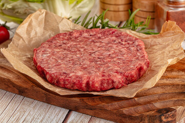 Raw beef cutlet for burger