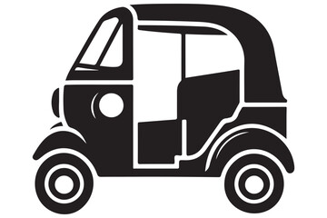 Auto Rickshaw Silhouette Classic Three Wheeled Vehicle Transport Illustration