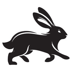 Running Hare Silhouette Vector Illustration for Wildlife Projects