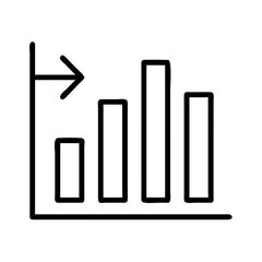 Fototapeta premium Growth chart diagram icon vector illustration showing business success and upward trend in black outline style