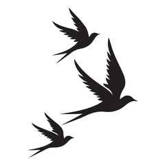 Three Swallows in Flight Silhouette Vector Illustration Perfect for Designs