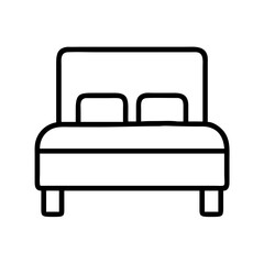 Bed frame with pillows line art vector for bedroom furniture interior design and home decor product icon 1