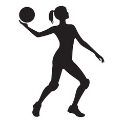 Volleyball Player Silhouette Action Vector Illustration Graphics