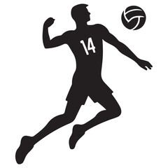 Volleyball Player Silhouette in Action High Energy Vector Illustration