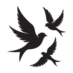 Fototapeta premium Flying Bird Silhouette Vector Set Artistic Design of Freedom
