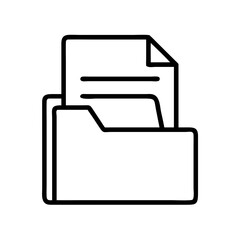 Folder with document file vector icon for data storage and organization of information and files in office 100