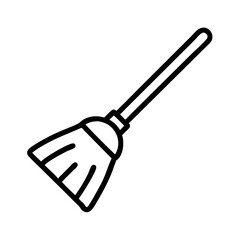 Broom cleaning tool for sweeping floors and surfaces vector illustration for home and commercial use icon