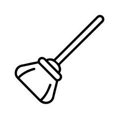 Illustration of a simple cleaning broom for sweeping floors and surfaces in a minimalist line art style
