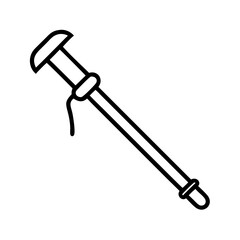 Outline hiking stick trekking pole vector design element for outdoor adventure and mountain climbing equipment icon