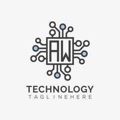 initial monogram for technology logo with squire style design	