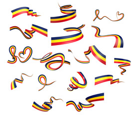 Set Of Different Style Of Chad Wavy Abstract Ribbon Flags 3d Illustration