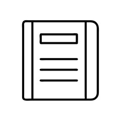 Notebook icon vector illustration simple line art drawing for school and office supplies design concept