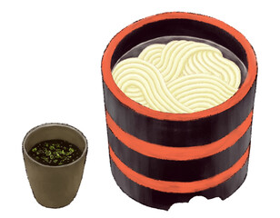 釜揚げうどん イラスト　色鉛筆