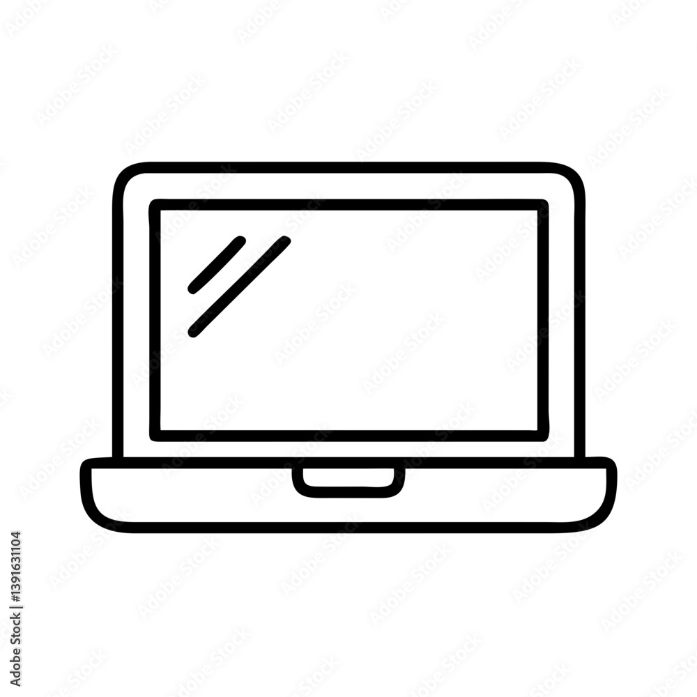 Poster laptop computer vector icon for technology and business use in web design and graphic design project