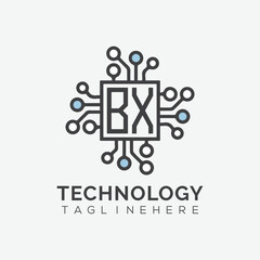 initial monogram for technology logo with squire style design	