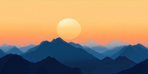 Fototapeta premium Sunset over mountain range
