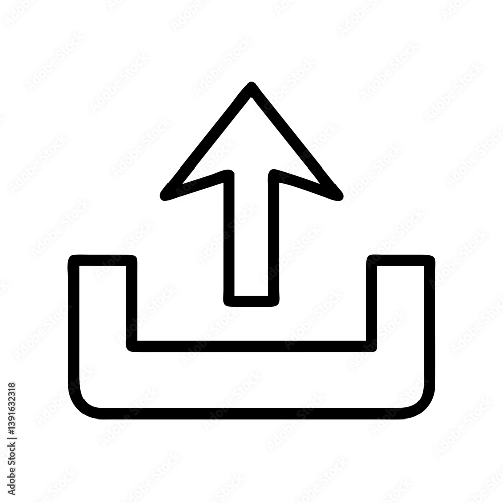 Poster upload icon vector graphic download button image transfer file sharing arrow up simple design for we