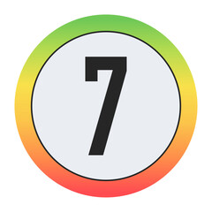 Minimal black Number 7 on soft gray circle framed by warm gradient ring. Simple, modern, and perfect for digital design, labels, or app icons.
