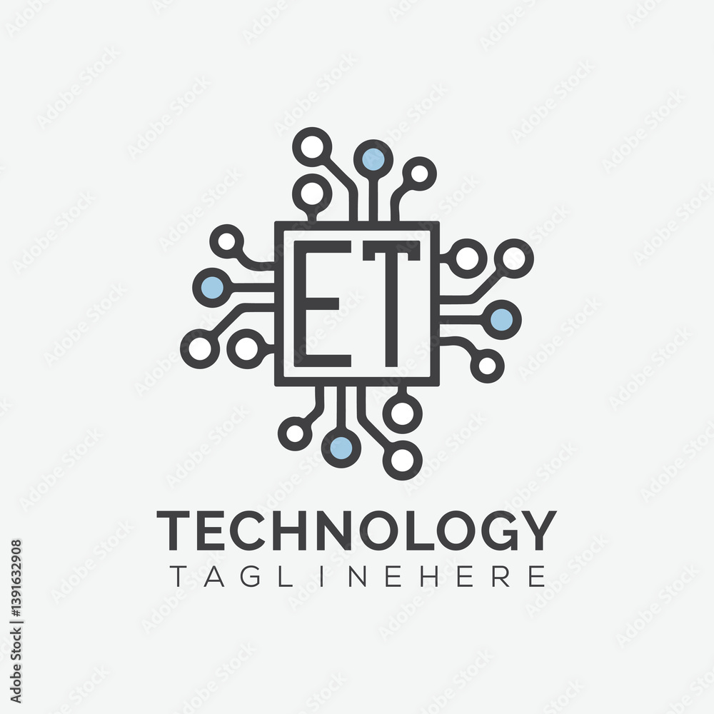Fototapete initial monogram for technology logo with squire style design
