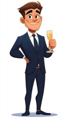 Man in suit holding champagne