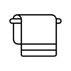 Bathroom towel hanging on rack vector icon illustration for spa hotel and home decor needs design element