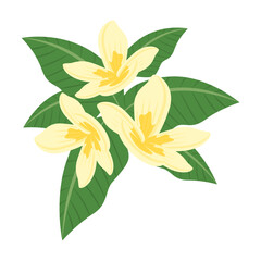Balinese Floral With Leaves Illustration