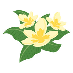 Balinese Floral With Leaves Illustration