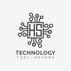 initial monogram for technology logo with squire style design