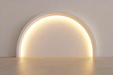 glowing white circular arch with soft lighting