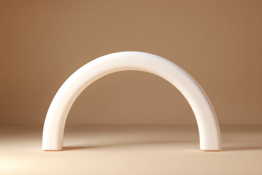 simple glowing white arch on light brown background