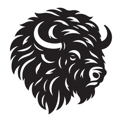Detailed Buffalo Head Silhouette Illustration Majestic Animal Design