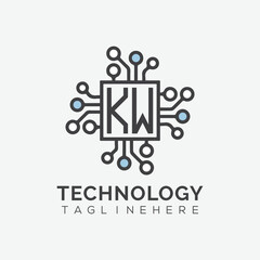 initial monogram for technology logo with squire style design