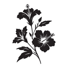 Elegant Black Hibiscus Flower Vector Illustration for Tropical Designs