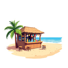 Vsai beach bar serving refreshing drinks under palm tree on tropical island
