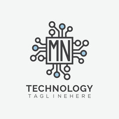 initial monogram for technology logo with squire style design
