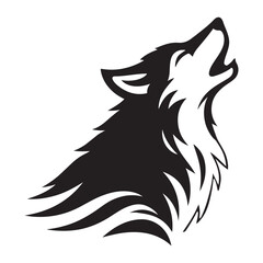 Artistic Howling Wolf Silhouette Design with Striking Head Illustration