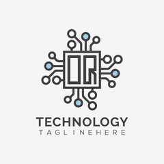initial monogram for technology logo with squire style design