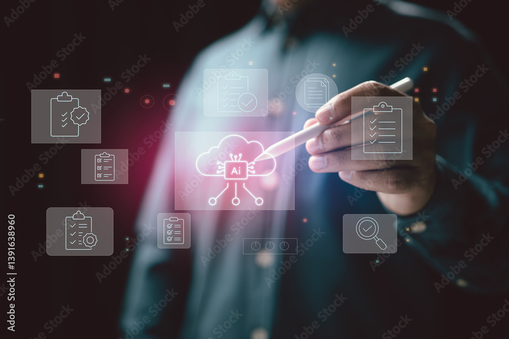 Fototapete Integrating AI with cloud-based task management for smarter workflows.
