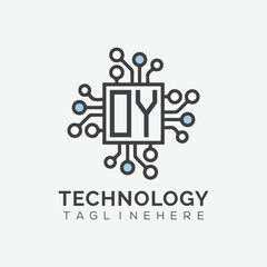 initial monogram for technology logo with squire style design