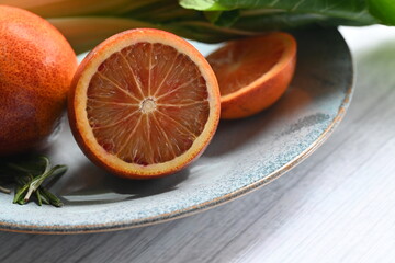 The macro shot emphasizes the rich colors and natural patterns of the citrus fruit, making it ideal...