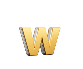 Shiny Golden Small Letter w Gleams With Its Sleek Modern Design With Sharp Edges 3D Illustration