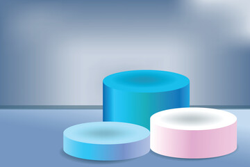 A high angle horizontal cyclendar, padestal, product showcase, vector illustration design background 