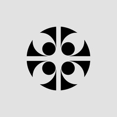 Abstract circular design with geometric shapes in black