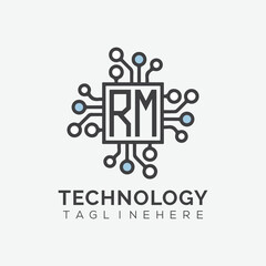 initial monogram for technology logo with squire style design