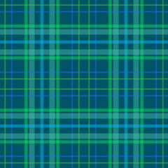 Blue green gingham pattern, seamless vector background, tablecloth, textile print