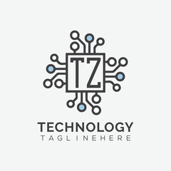 initial monogram for technology logo with squire style design